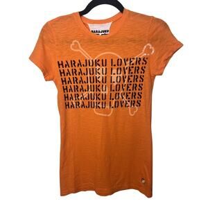 Harajuku Lovers A Fatal Attraction To Cuteness Cross Bones T Shirt Small Orange